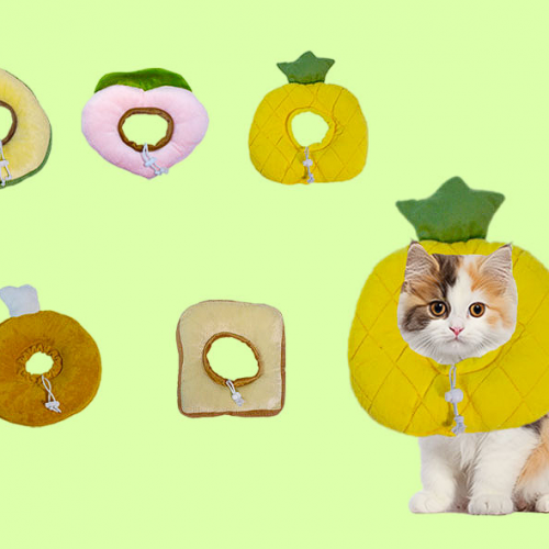 Cat Recovery Collar, Soft Elizabethan Collar for Post-Surgery, Anti-Lick/Bite Pet Cone with Realistic Fruit Design