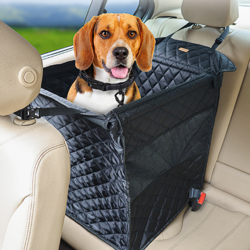 Pet Car Booster Seat for Dogs & Cats, Rear Seat Travel Bed, Pet Car Safety Seat with Cushion