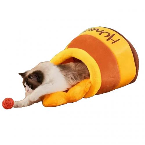 Winnie the Pooh Honey Pot Cat Bed, All-Season Semi-Enclosed Pet Cat Sleeping Bag, Thickened Warm Cat Bed